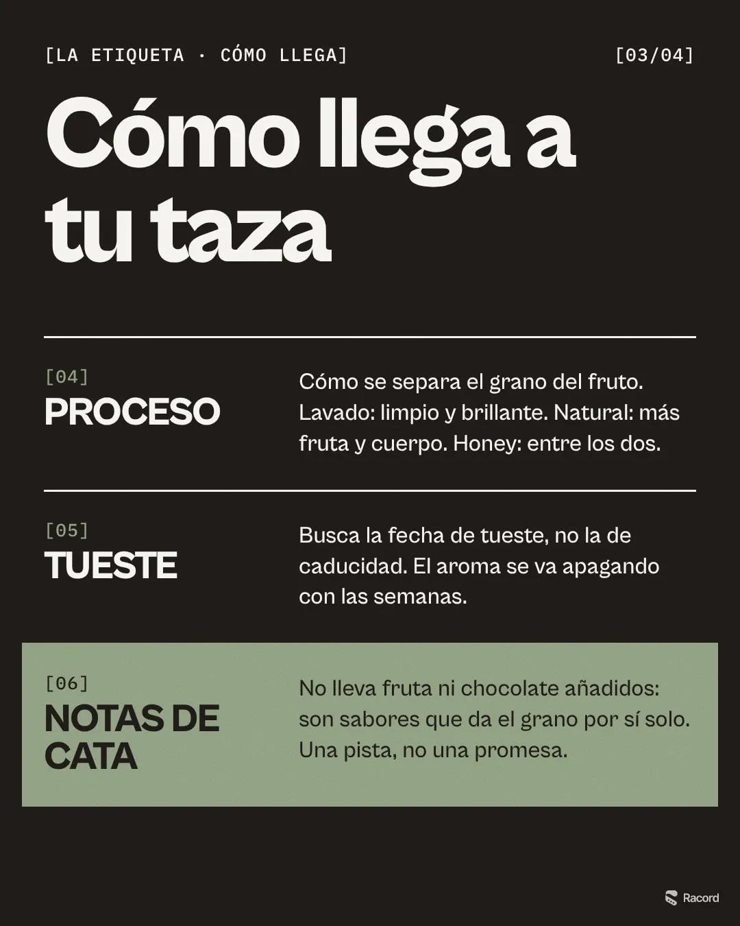 Carrusel de Instagram para Solc (tostadores): «Seis líneas que te dicen cómo sabe tu café», lámina 3 de 4